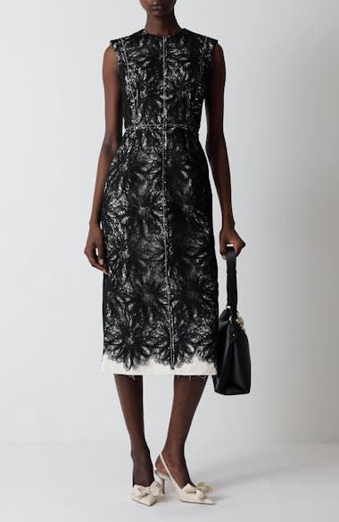 Erdem Women's Metallic Thread Lace Pencil Midi Dress - Black - Casual Dresses
