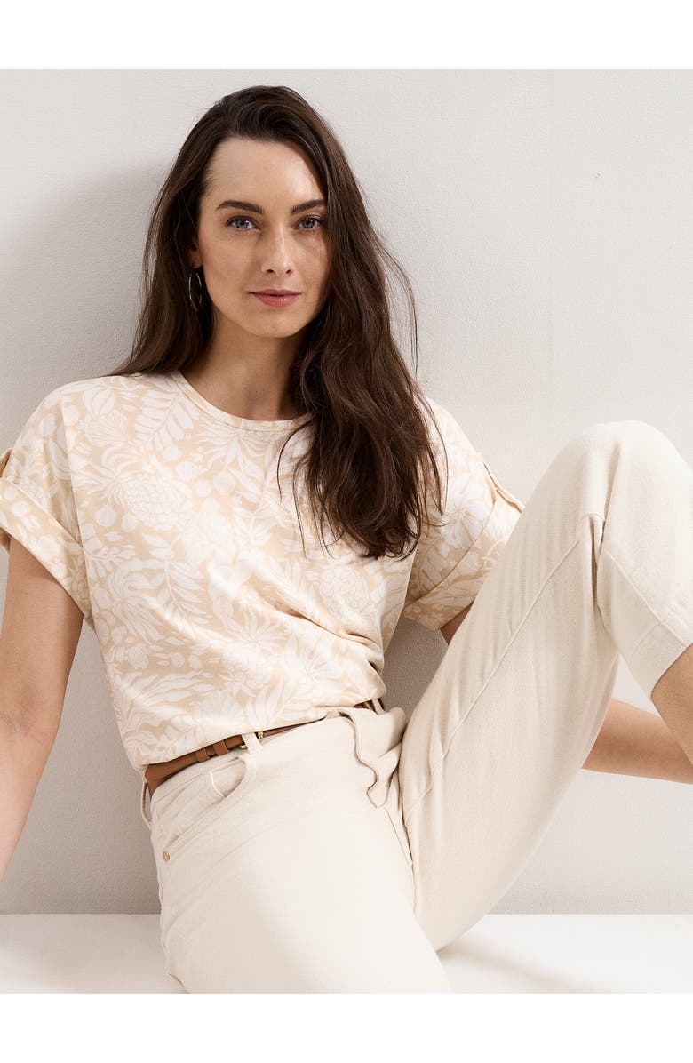 Phase Eight Soft Drape Floral Short Sleeve Top, Main, color, Neutral
