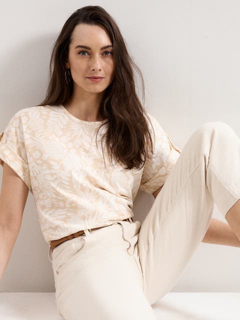 Soft Drape Floral Short Sleeve Top