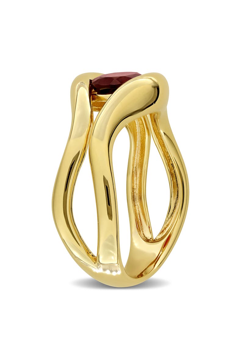 Garnet Solitaire Wavy Band Ring, Alternate, color, RED
