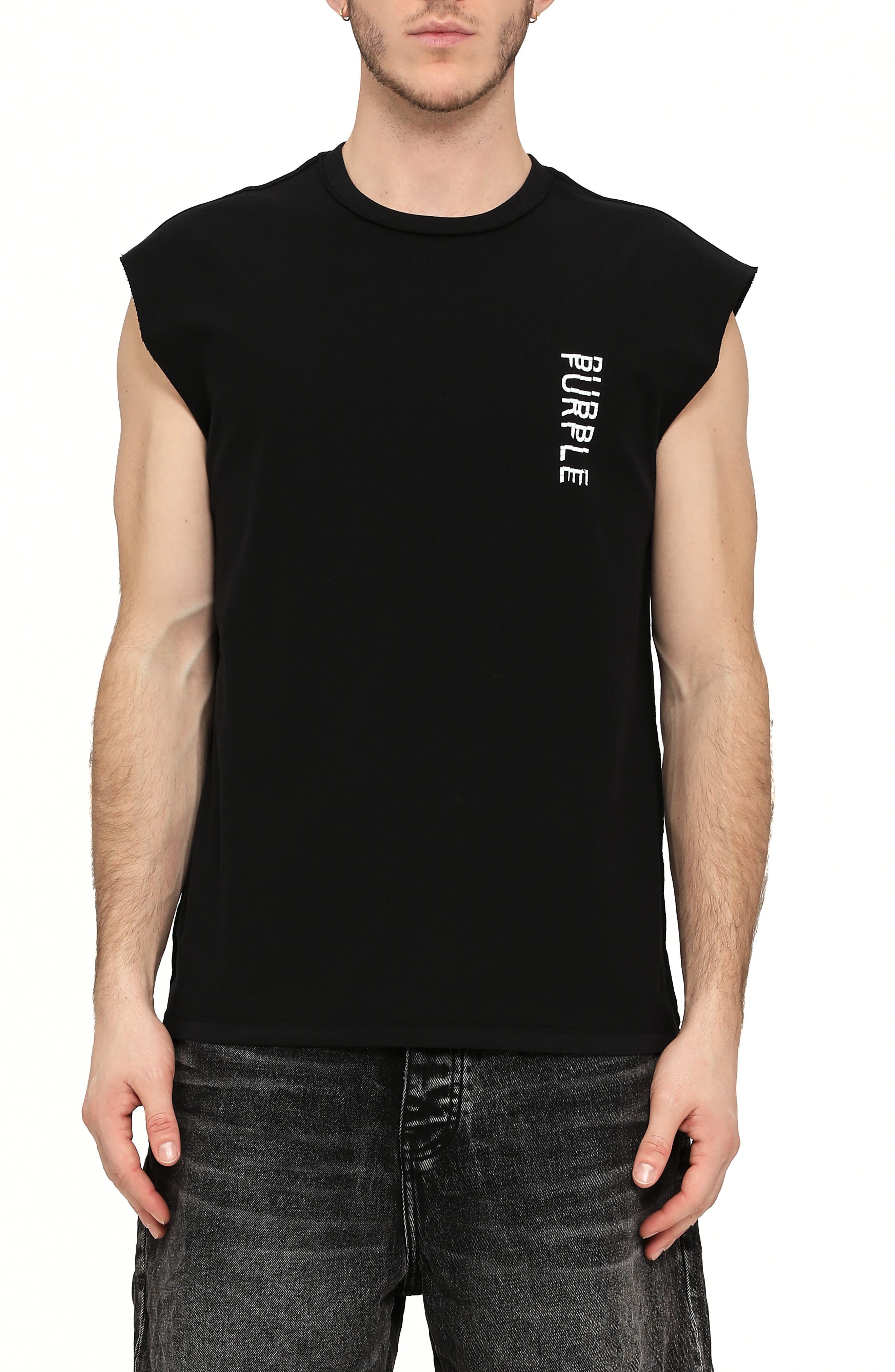 Textured Logo Cotton Muscle Tee