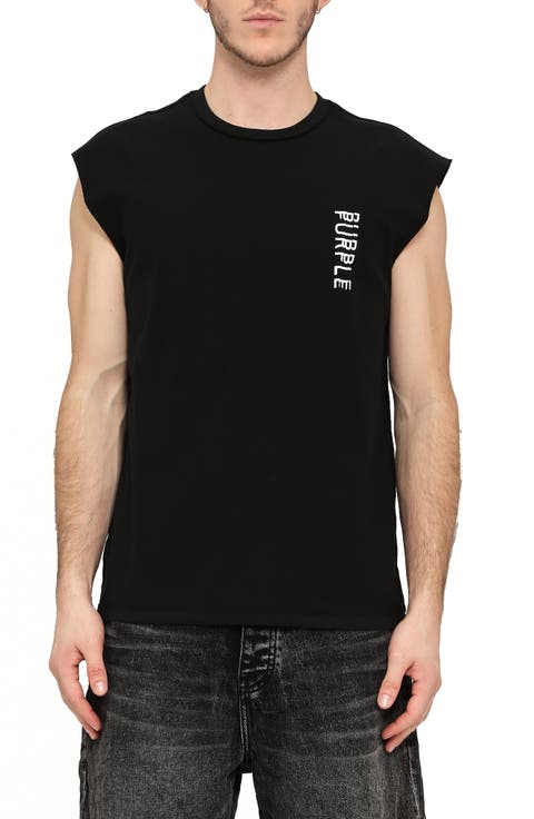 Textured Logo Cotton Muscle Tee