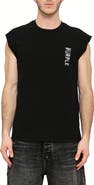 PURPLE BRAND Textured Logo Cotton Muscle Tee