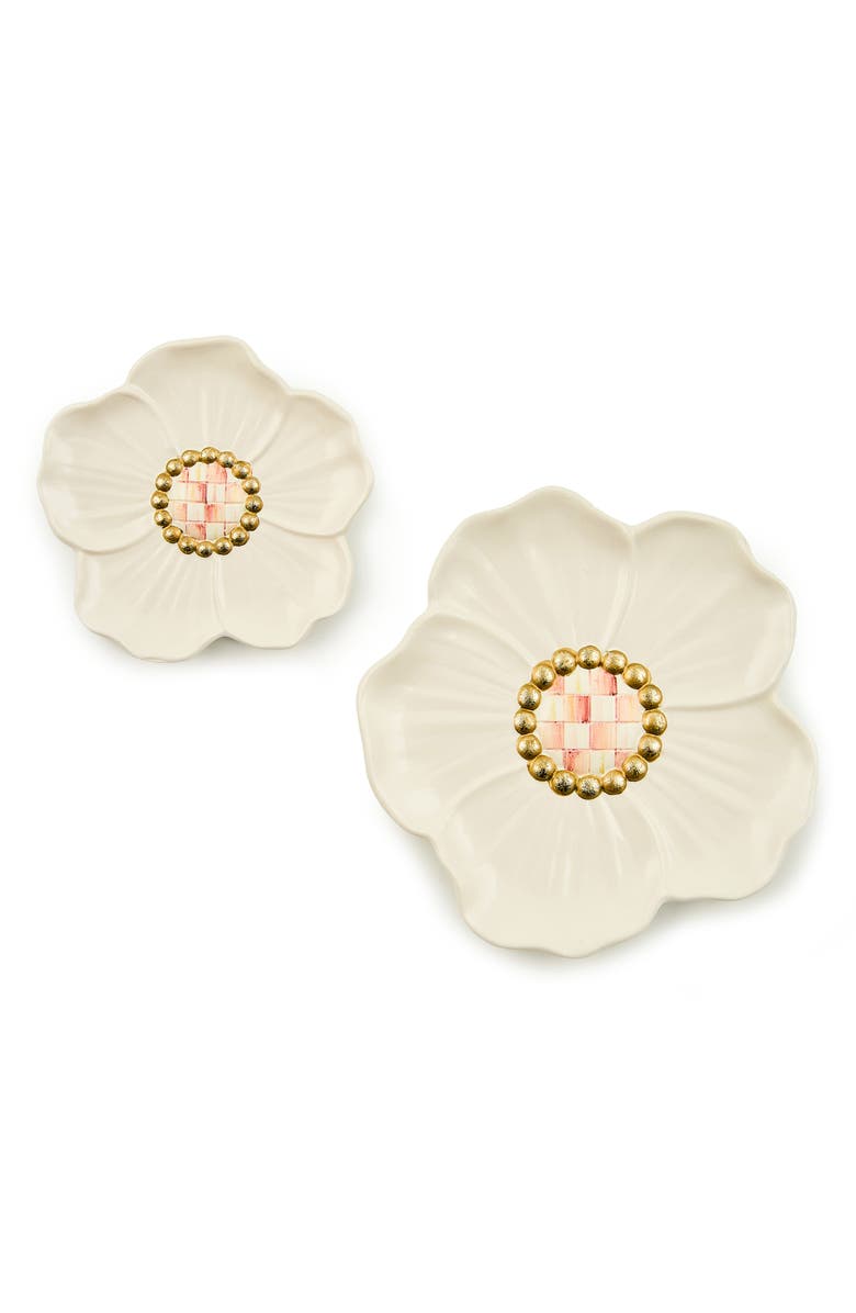 MACKENZIE CHILDS Set of 2 Rosy Flower Trinket Dishes, Main, color, Rosy