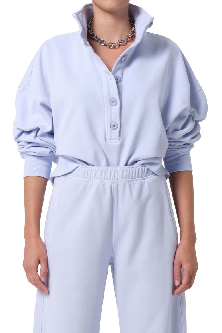 Mirelle Oversize Henley Sweatshirt, Main, color, PERIWINKLE
