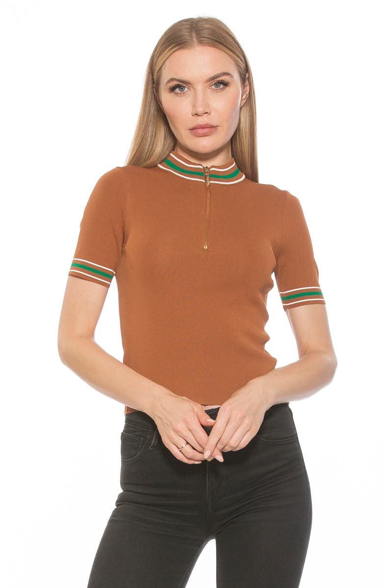 Alexia Admor Phoebe Short Sleeve Turtle Neck Sweater, Alternate, color, Camel