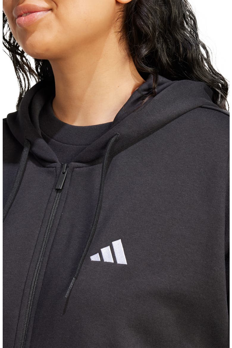 3-Stripes Fleece Zip Hoodie, Alternate, color, BLACK/ WHITE