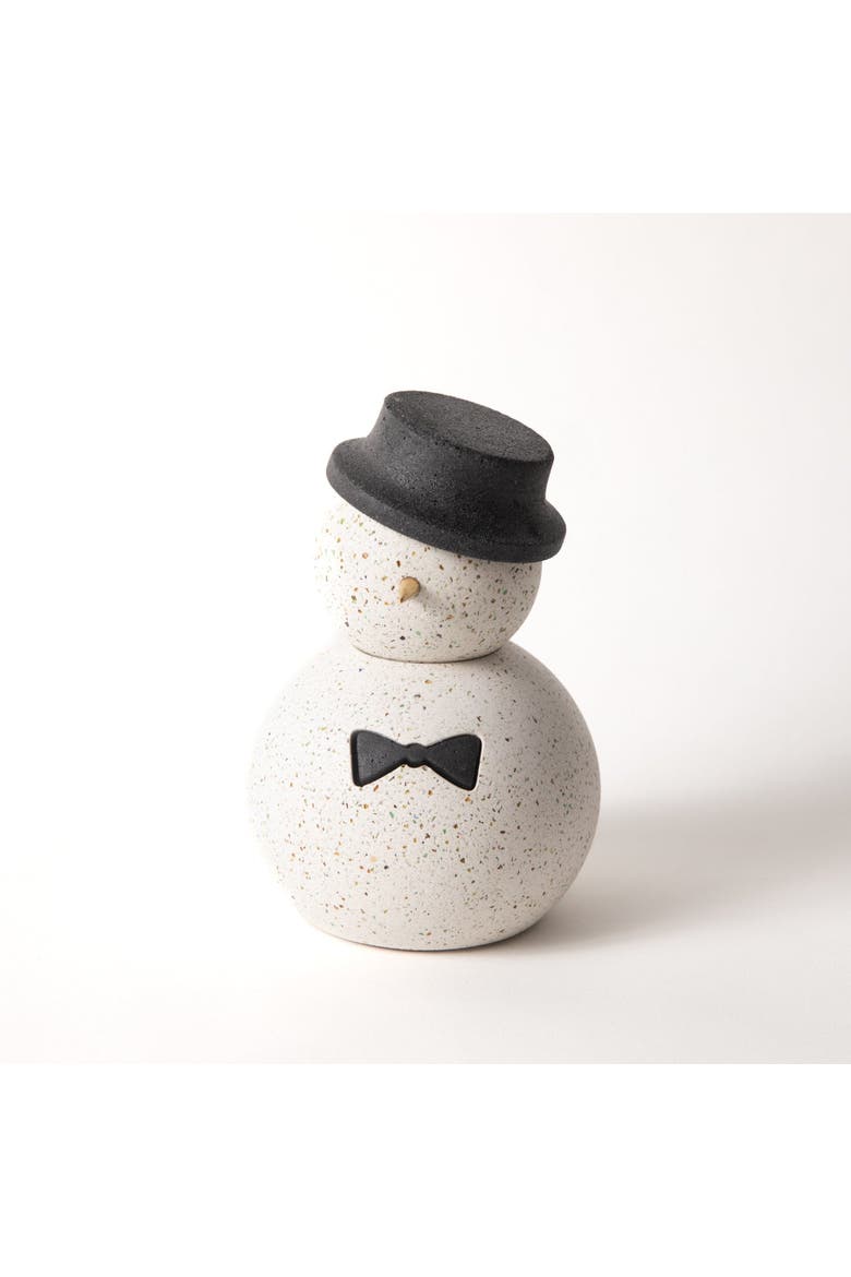 Snowman, Alternate, color, White Terrazzo / Bow Tie