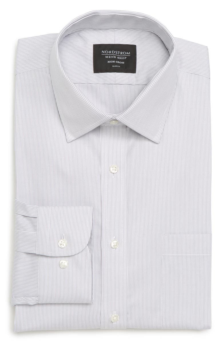 NORDSTROM MEN'S SHOP Trim Fit Non-Iron Stripe Dress Shirt, Alternate, color, 