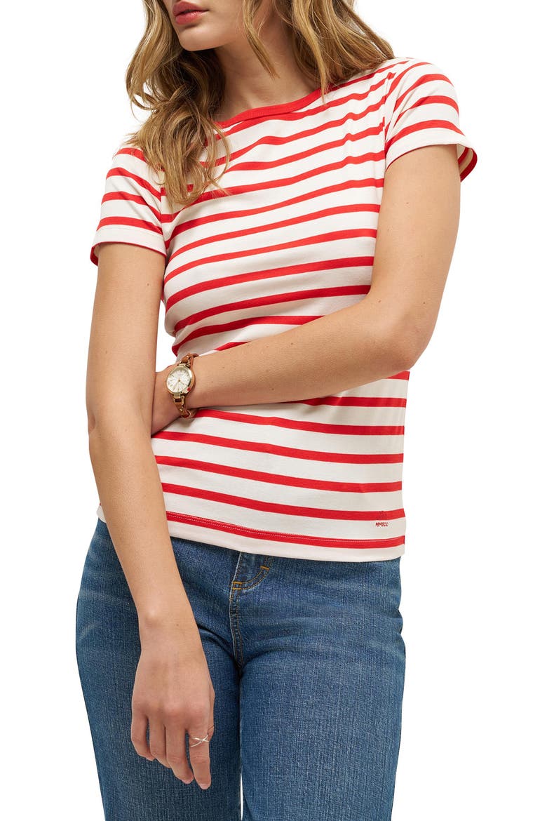 Striped Baby Tee, Main, color, RED/ WHITE STRIPE