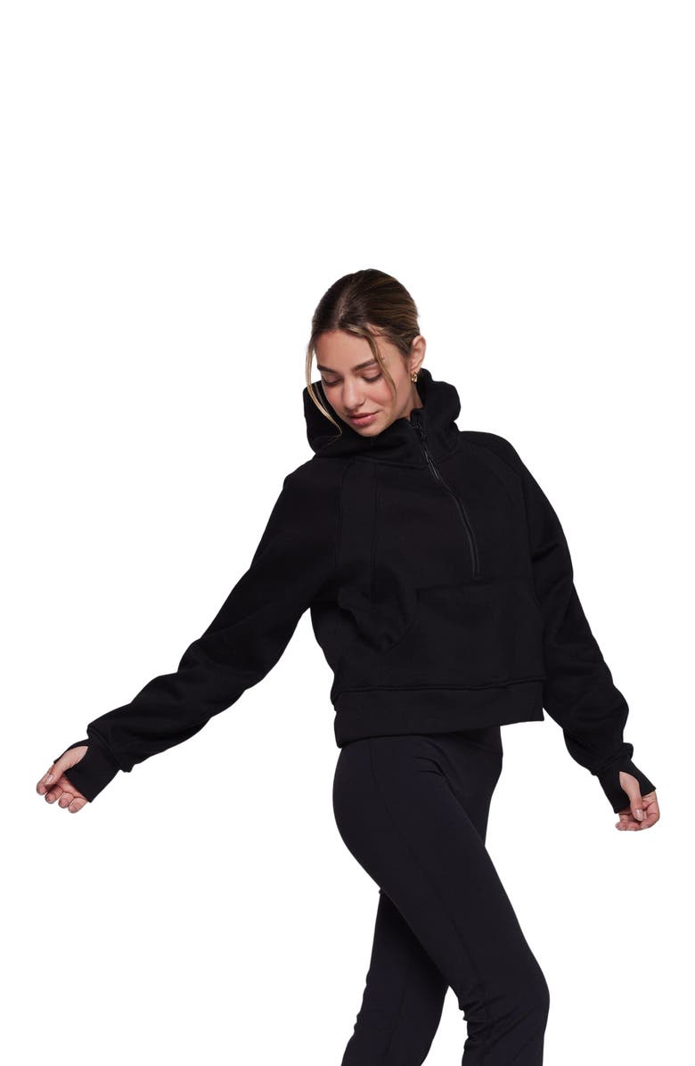 Rebody Active Effortless Fleece Half Zip Hoodie, Alternate, color, Black