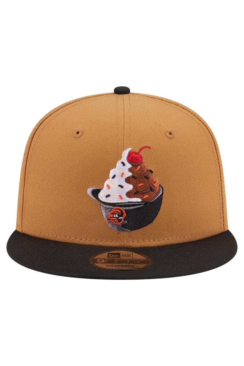 Men's New Era Khaki/Black Baltimore Orioles Ice Cream 9FIFTY Snapback Hat, Alternate, color, Khaki