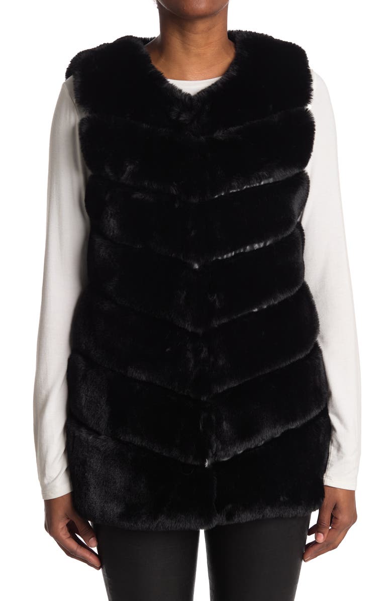 La Fiorentina Quilted Faux Fur Vest, Alternate, color, 