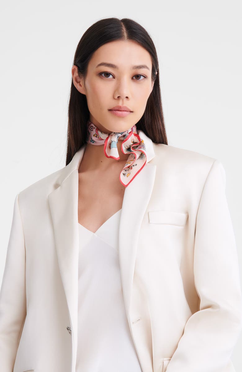 Longchamp Eiffel Tower Silk Square Bandana, Alternate, color, Marshmallow