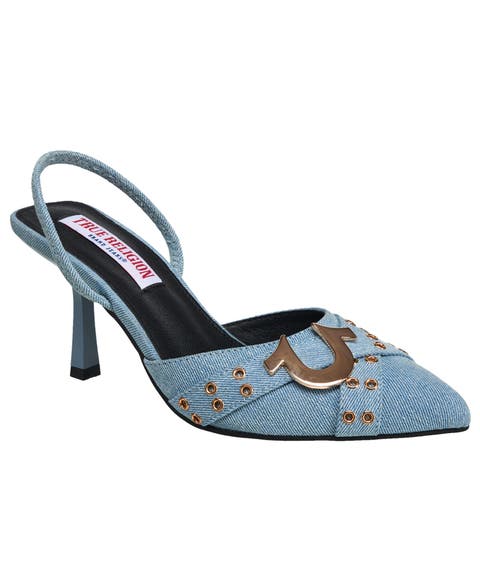 Sade Metal Buckle Logo Heel