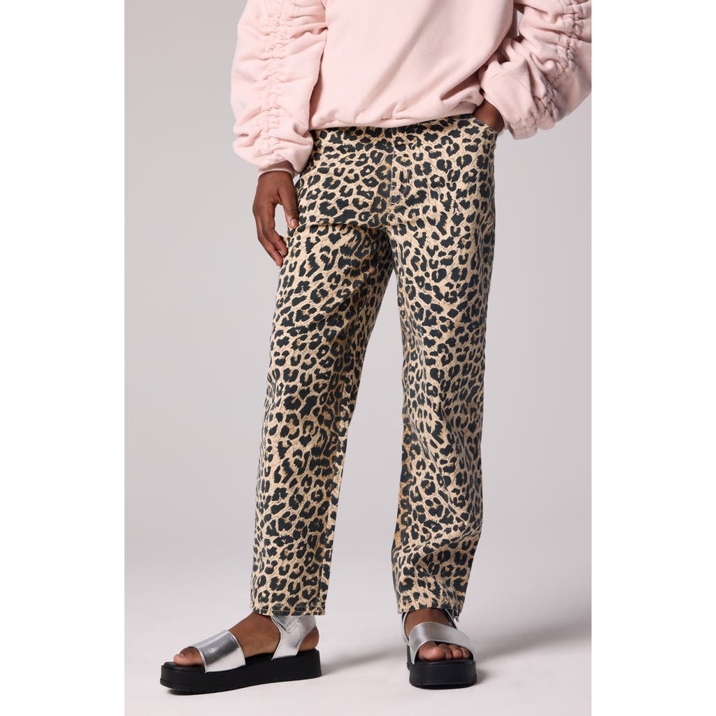 Smallsaints By Allsaints Kids' Leopard Print Straight Leg Jeans In Brown