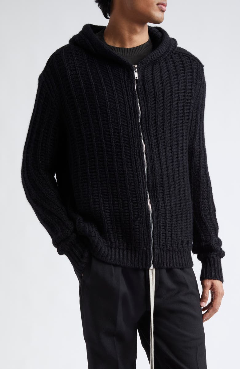 Rick Owens Hooded Cashmere & Silk Zip Cardigan | Nordstromrack