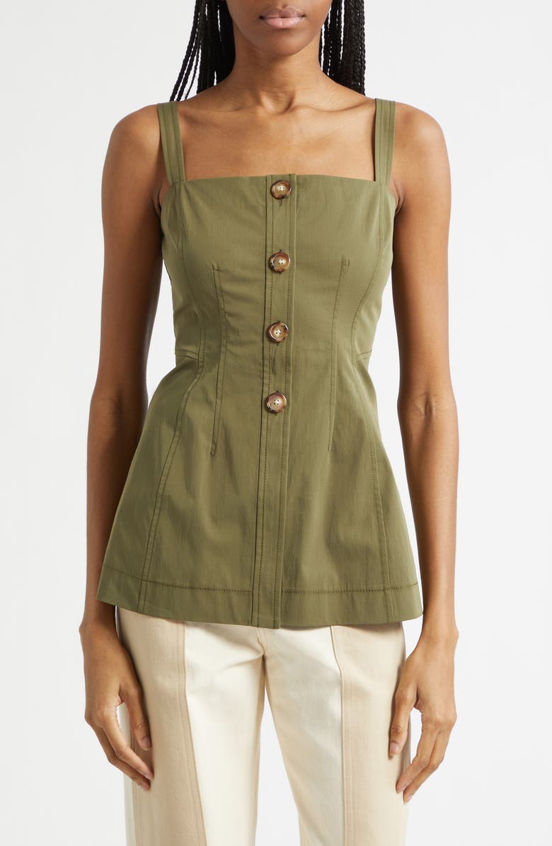 Veronica Beard Kariselle Button-Front Top, Main, color, Army
