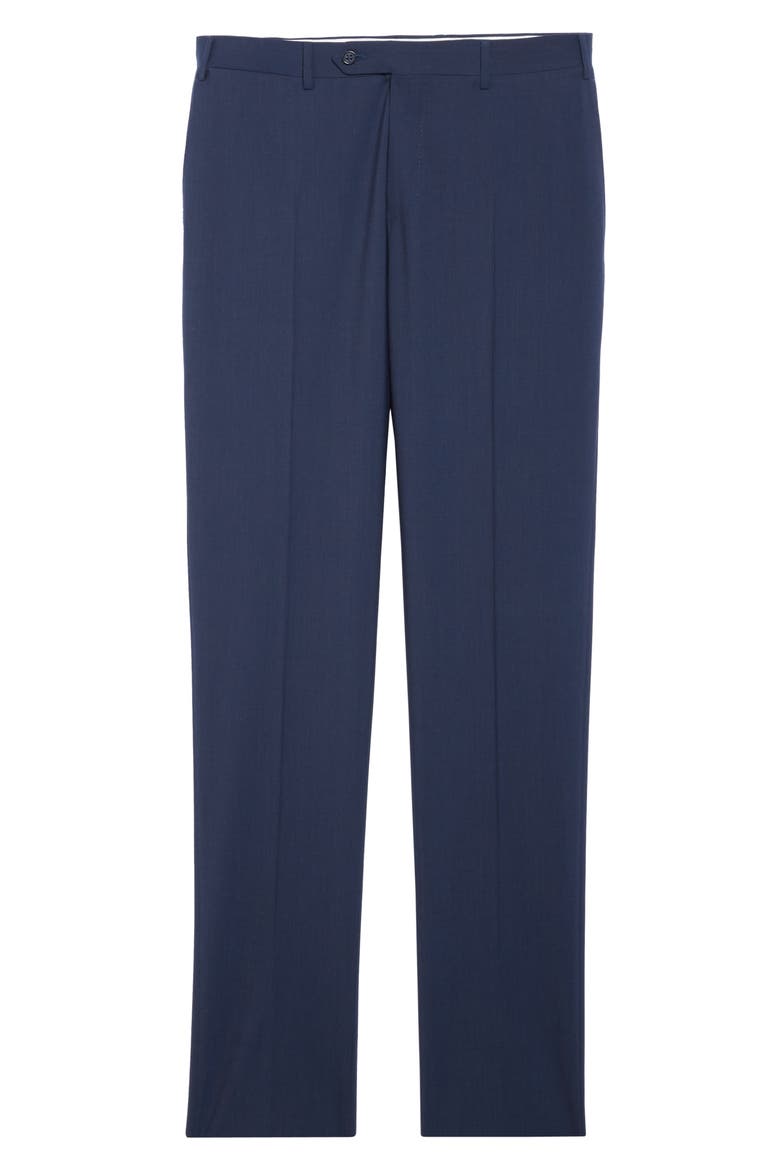 Flat Front Classic Fit Solid Stretch Wool Dress Pants, Alternate, color, NAVY