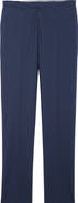 Canali Flat Front Classic Fit Solid Stretch Wool Dress Pants