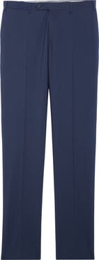 Canali Flat Front Classic Fit Solid Stretch Wool Dress Pants