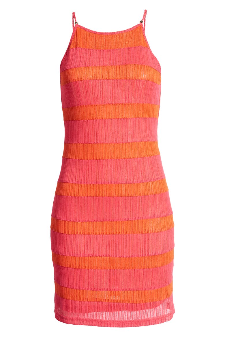 Mesh Knit Minidress, Alternate, color, RED