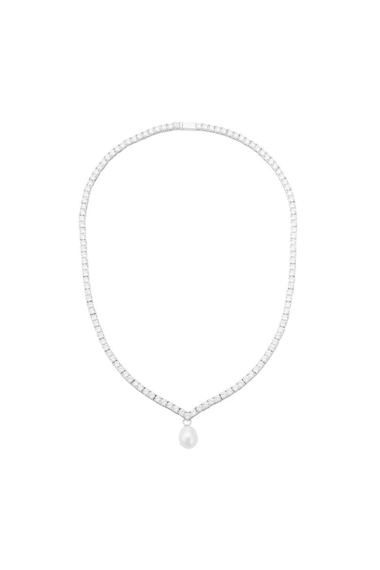 Aura Crystal Necklace, Main, color, Metallic Silver