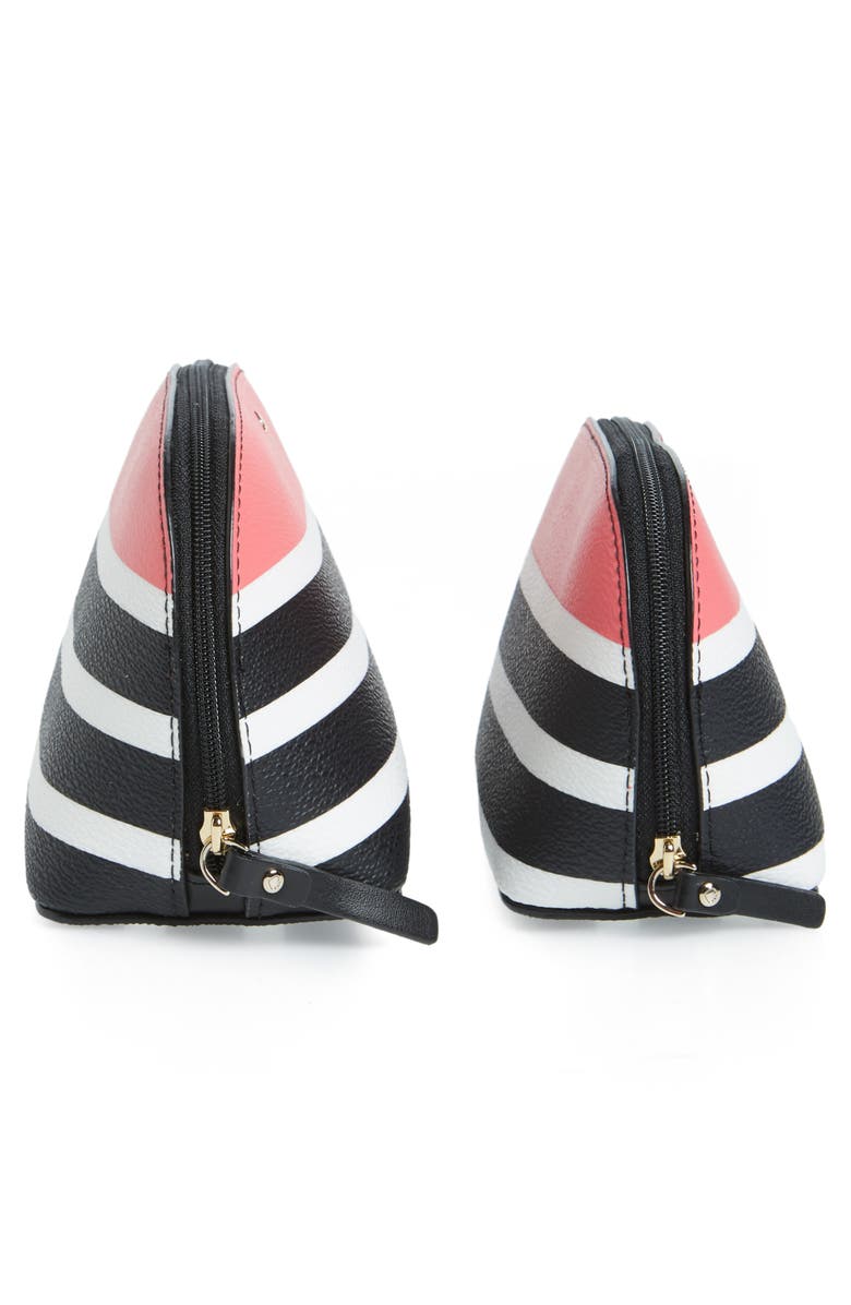 Kate Spade New York hyde lane stripe abalene set of 2 faux leather pouches, Alternate, color, 