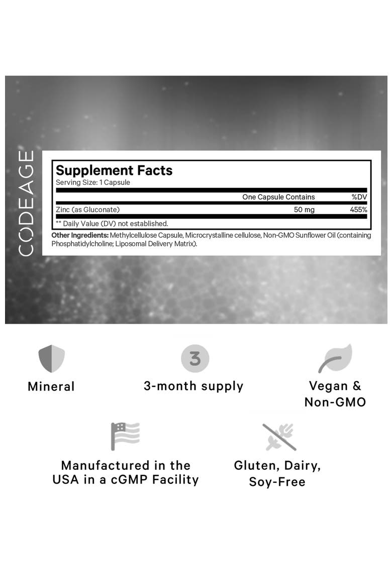 Liposomal Zinc Gluconate 50 mg Mineral Supplement, Alternate, color, White