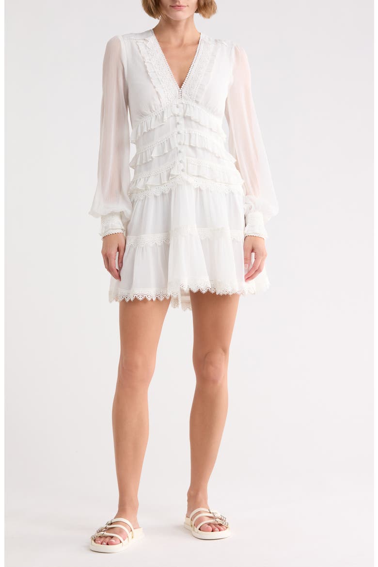 Zaphia Long Sleeve Babydoll Minidress, Main, color, WHITE