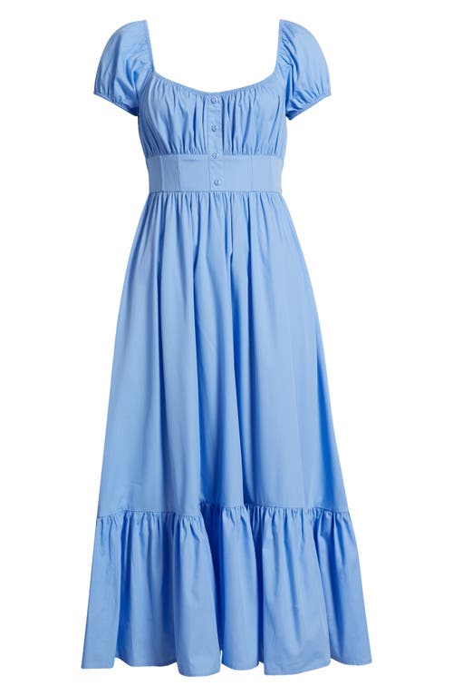Moon River Poplin High-low Maxi Dress In Light Blue