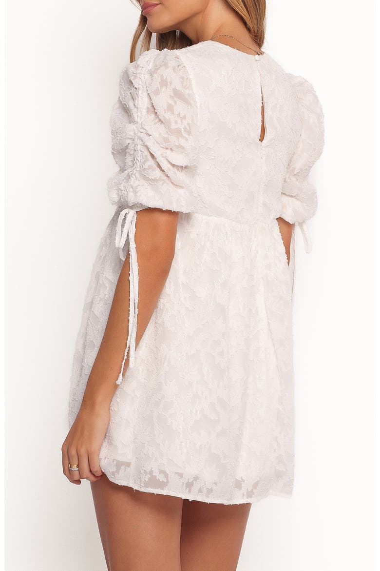 Giselle Floral Stitch Puff Sleeve Minidress, Alternate, color, WHITE FLORAL