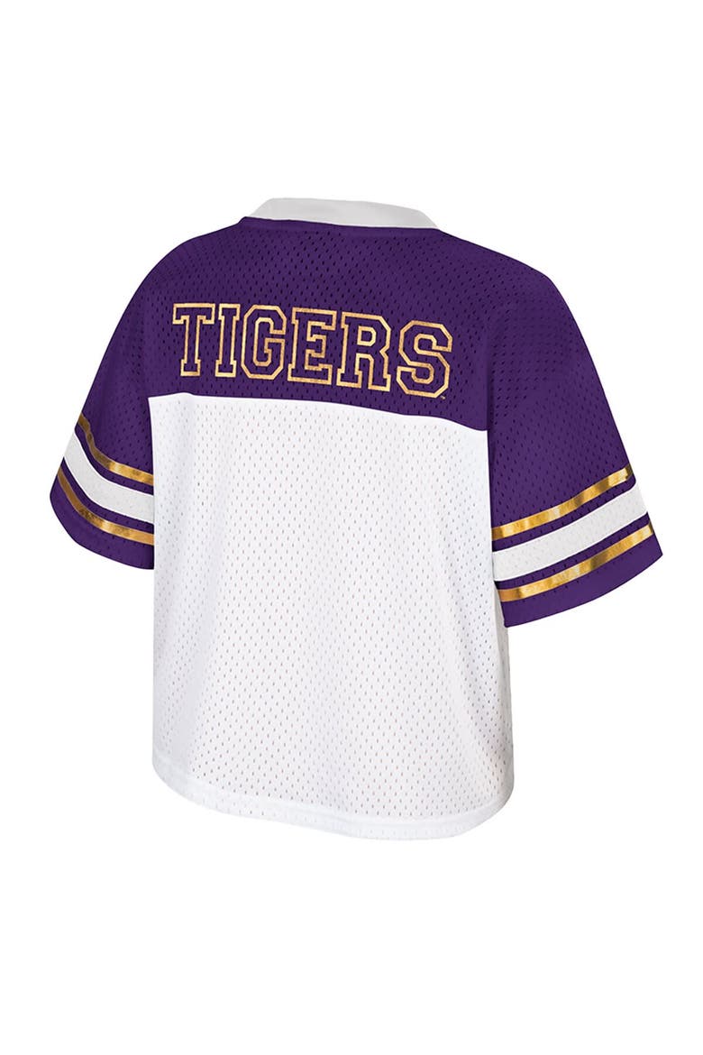 Women's Colosseum  White LSU Tigers Treasure Cropped Football Jersey, Alternate, color, White