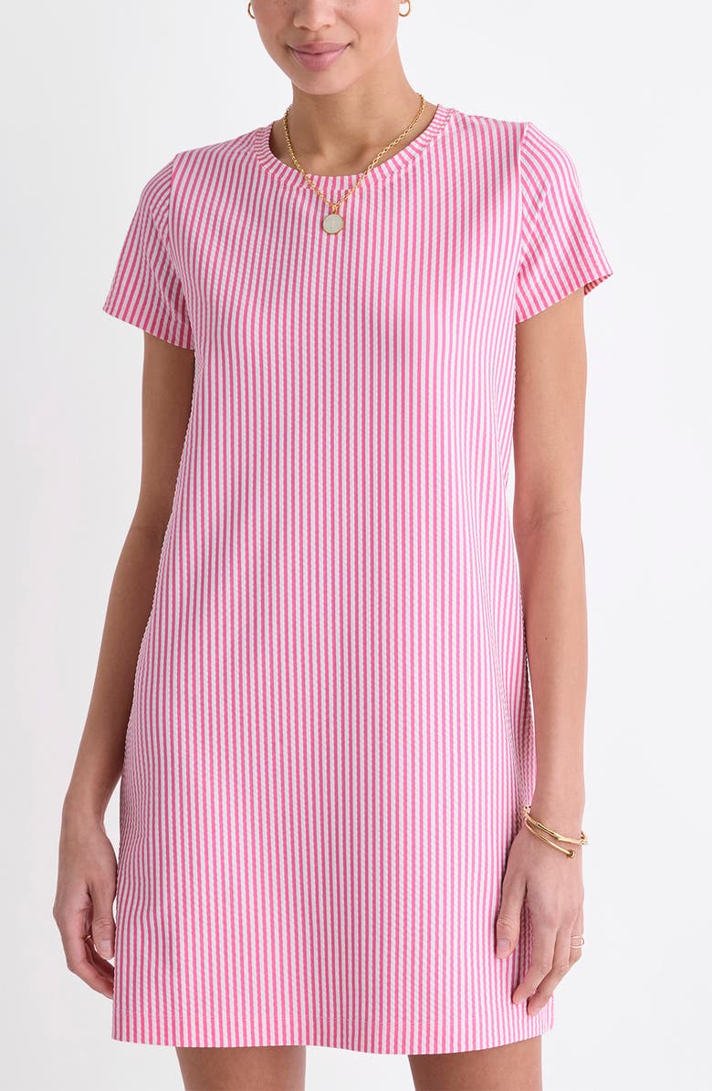 vineyard vines Seersucker Stripe Knit Dress, Alternate, color, Bahama Breeze