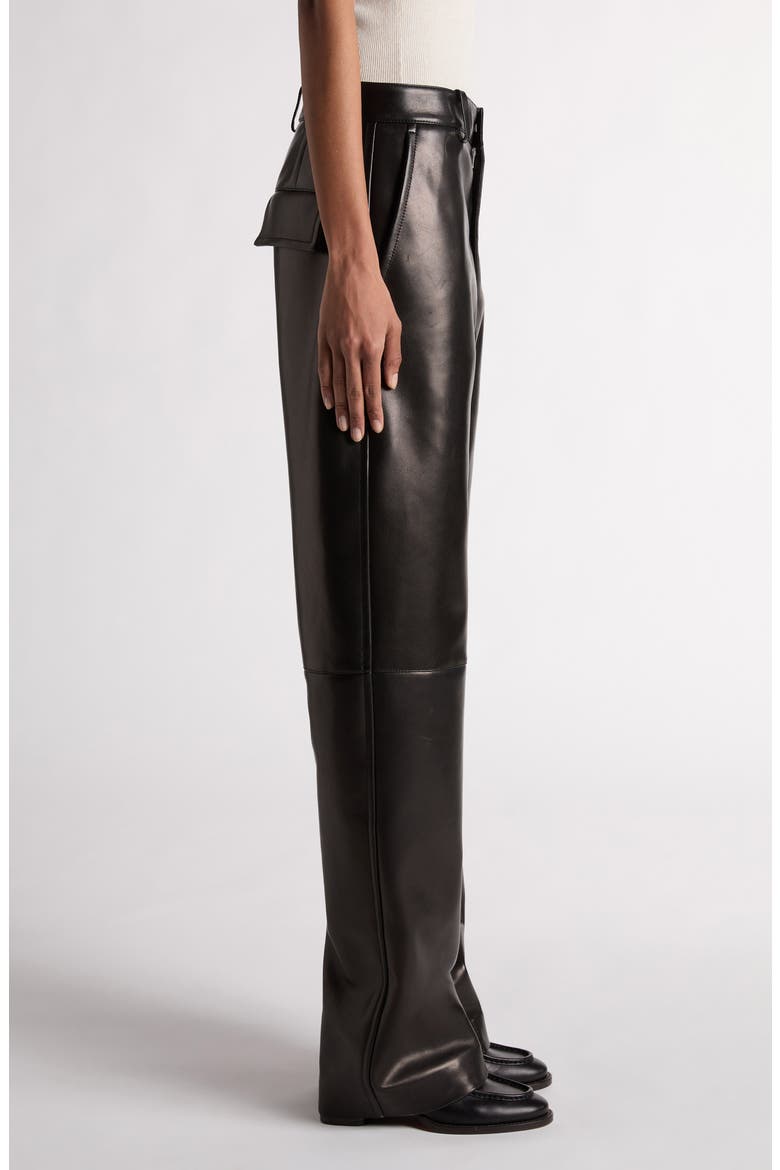 Rounded Leg Lambskin Leather Pants, Alternate, color, 1000 BLACK