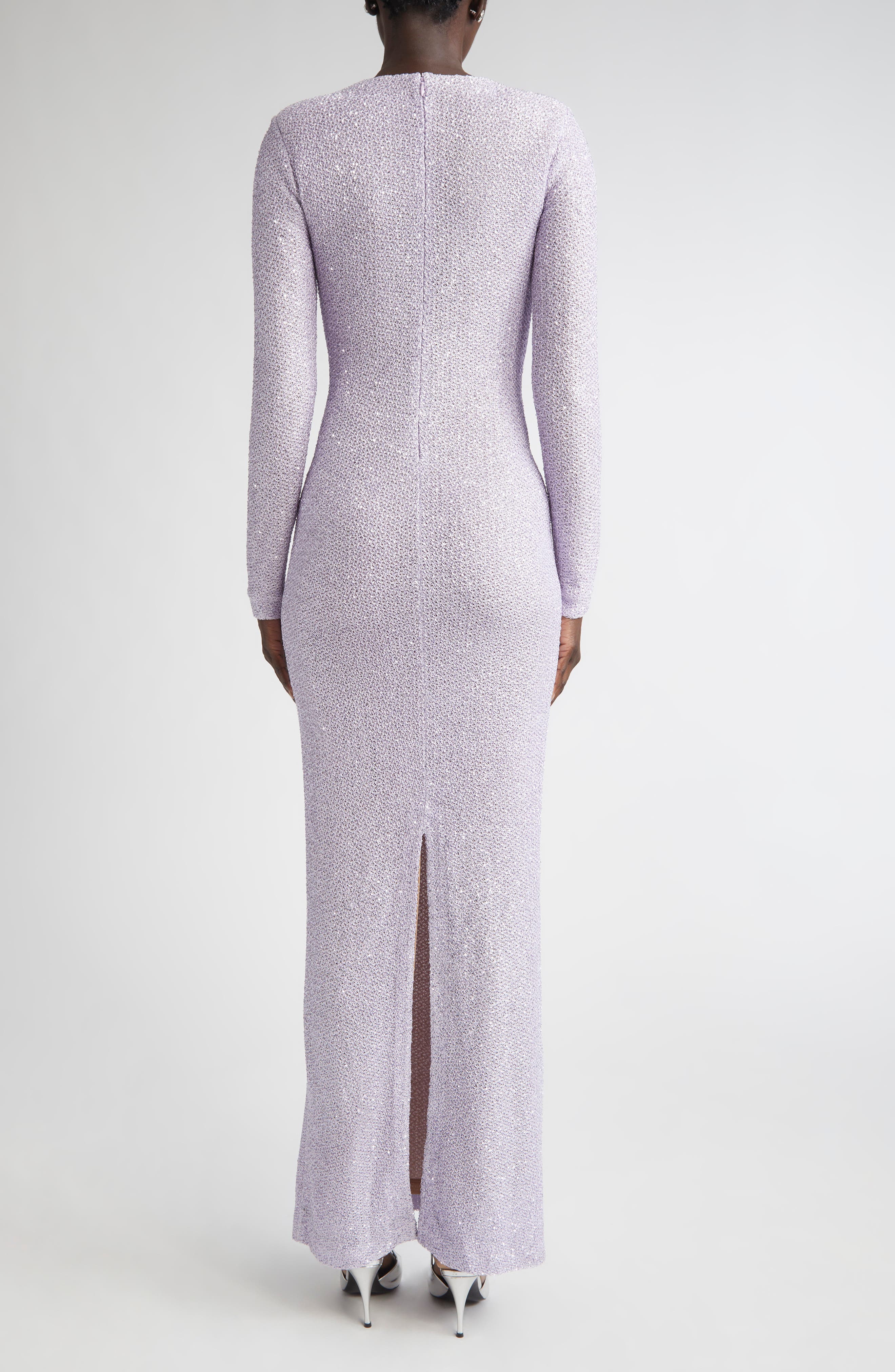 Nicoline Long Sleeve Sequin Stretch Knit Gown - image 4