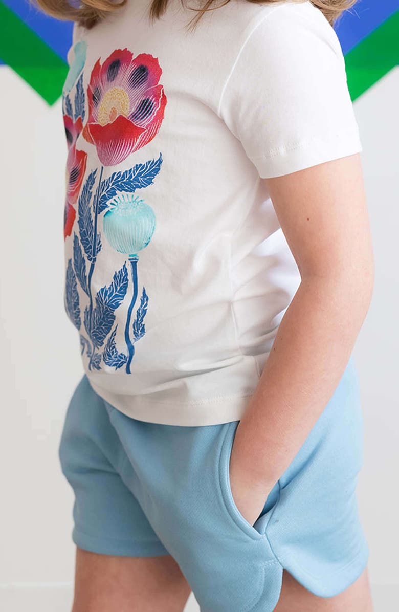 Mightly Organic Cotton Drawstring Track Shorts, Alternate, color, Chambray