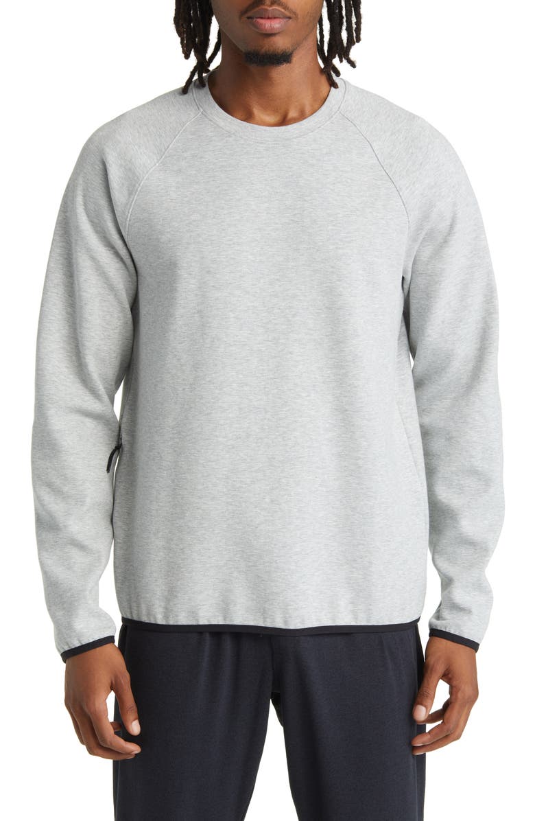 Zella Powertek Crewneck Sweatshirt, Main, color, Grey Heather