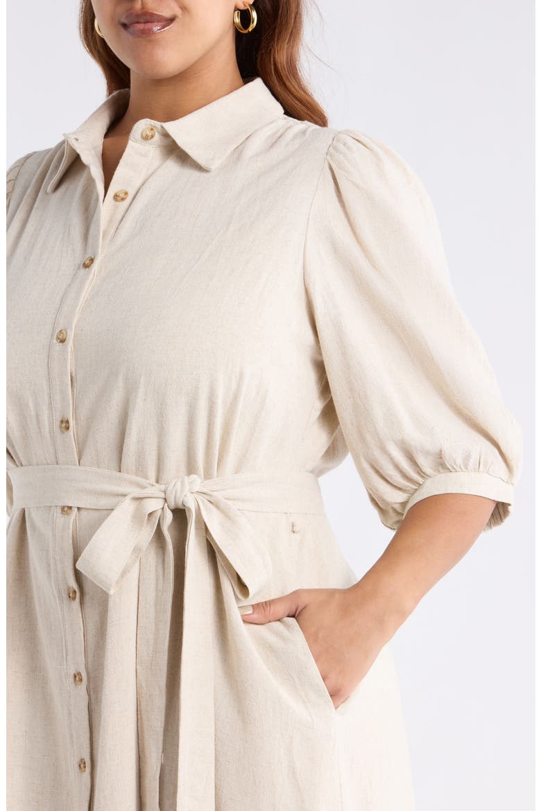 Vienna Tie Waist Shirtdress, Alternate, color, NATURAL