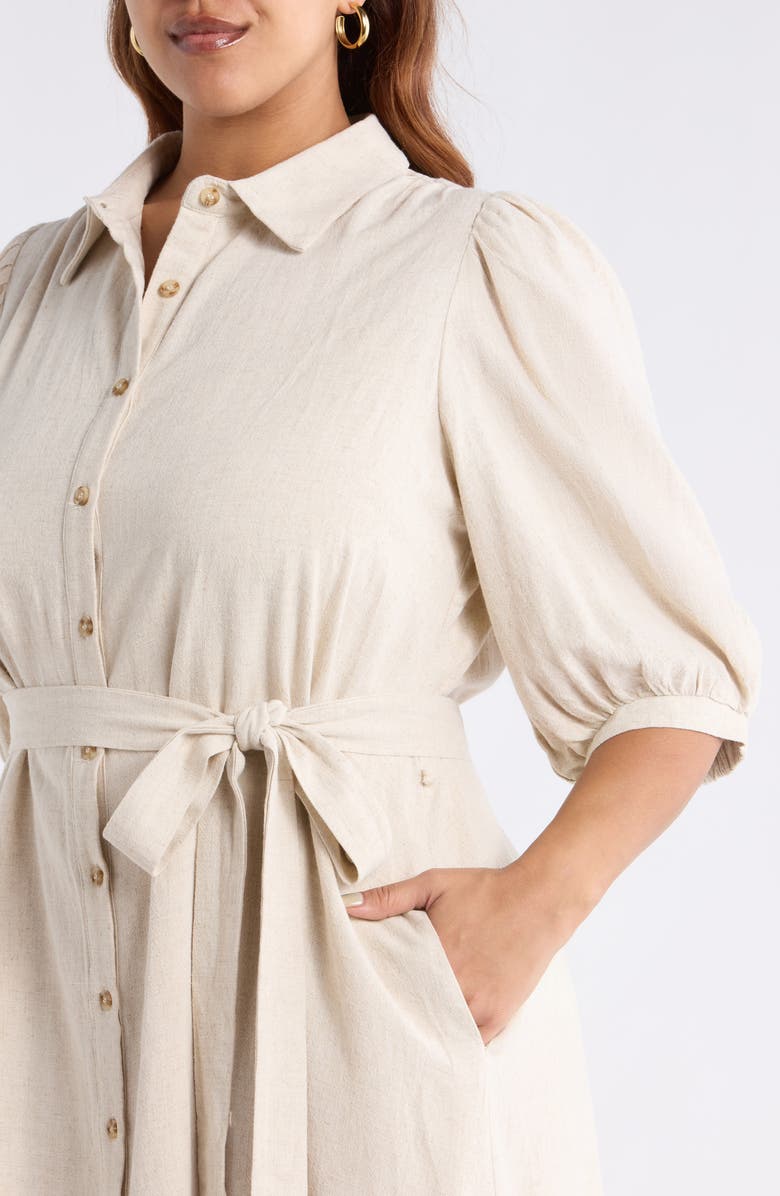 SUGARLIPS Vienna Tie Waist Shirtdress, Alternate, color, Natural