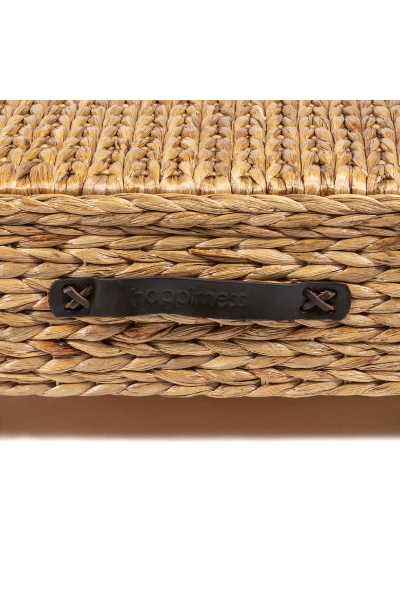 Chett Minimalist Hand-Woven Hyacinth/Wood Underbed Storage Bin with Wheels and Handles, Alternate, color, Natural