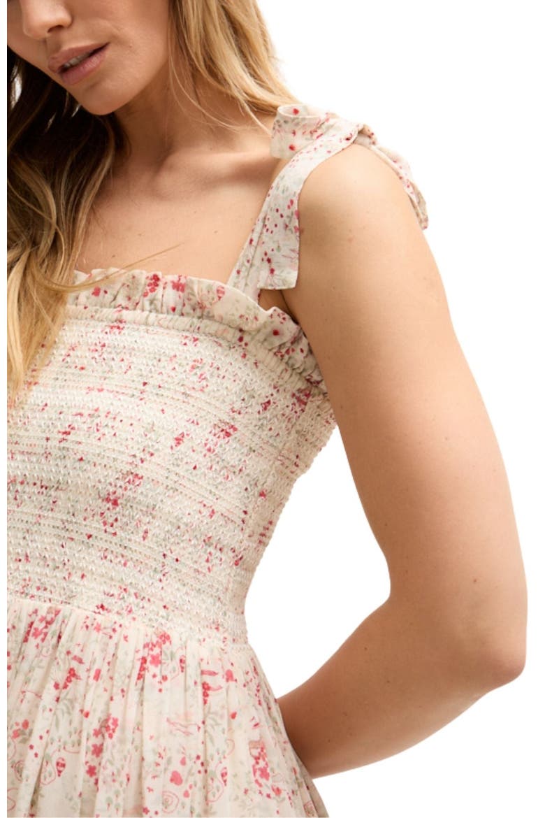 Annie Smocked Print Maxi Dress, Alternate, color, Pink