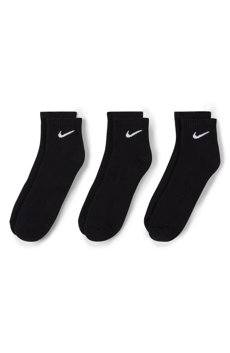 Nike Kids' Assorted 3-Pack Dri-FIT Everyday Cushioned Ankle Socks, Main, color, Black/ White
