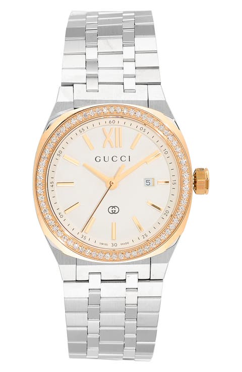 Diamond Bezel Stainless Steel Bracelet Watch