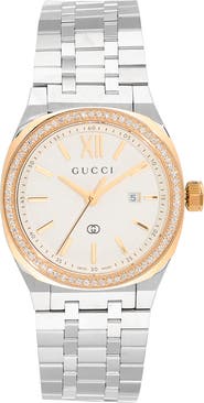Gucci Diamond Bezel Stainless Steel Bracelet Watch