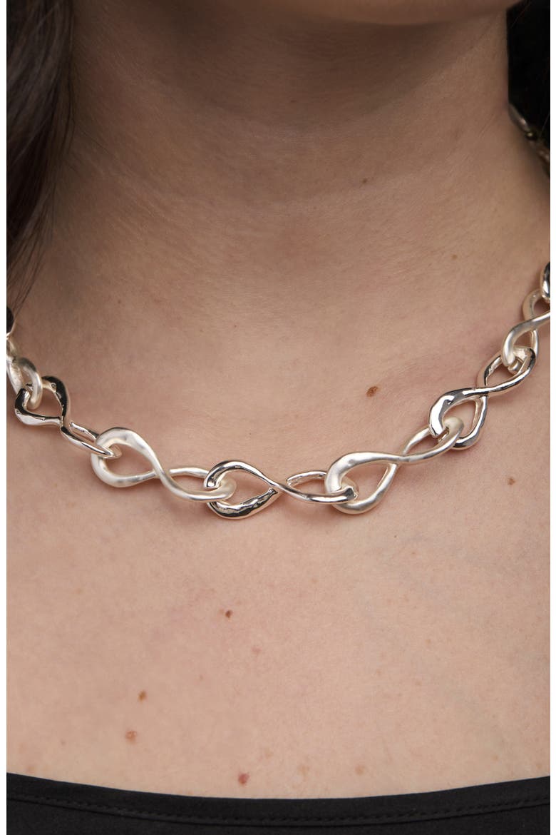 Infinity Link Collar Necklace, Alternate, color, SILVER