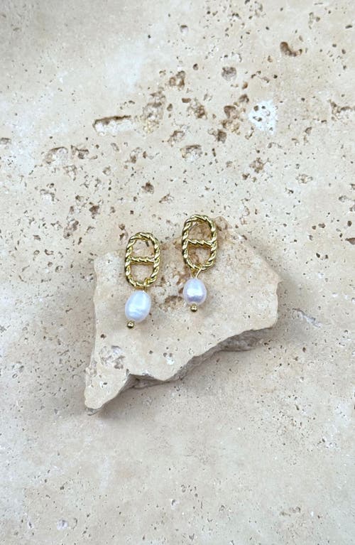 Adornia Freshwater Pearl Drop Mariner Chain Earrings In White