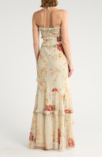 Halter Ruffle Maxi Dress