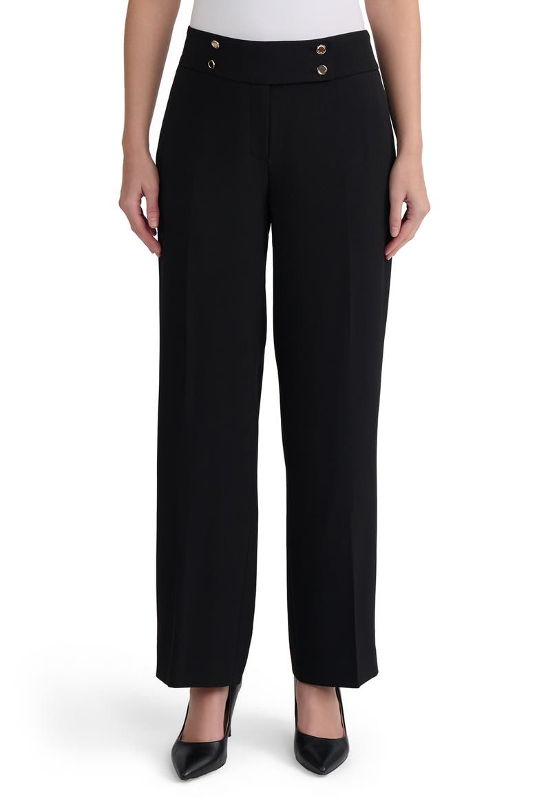 Tab Waist Wide Leg Pants, Main, color, BLACK