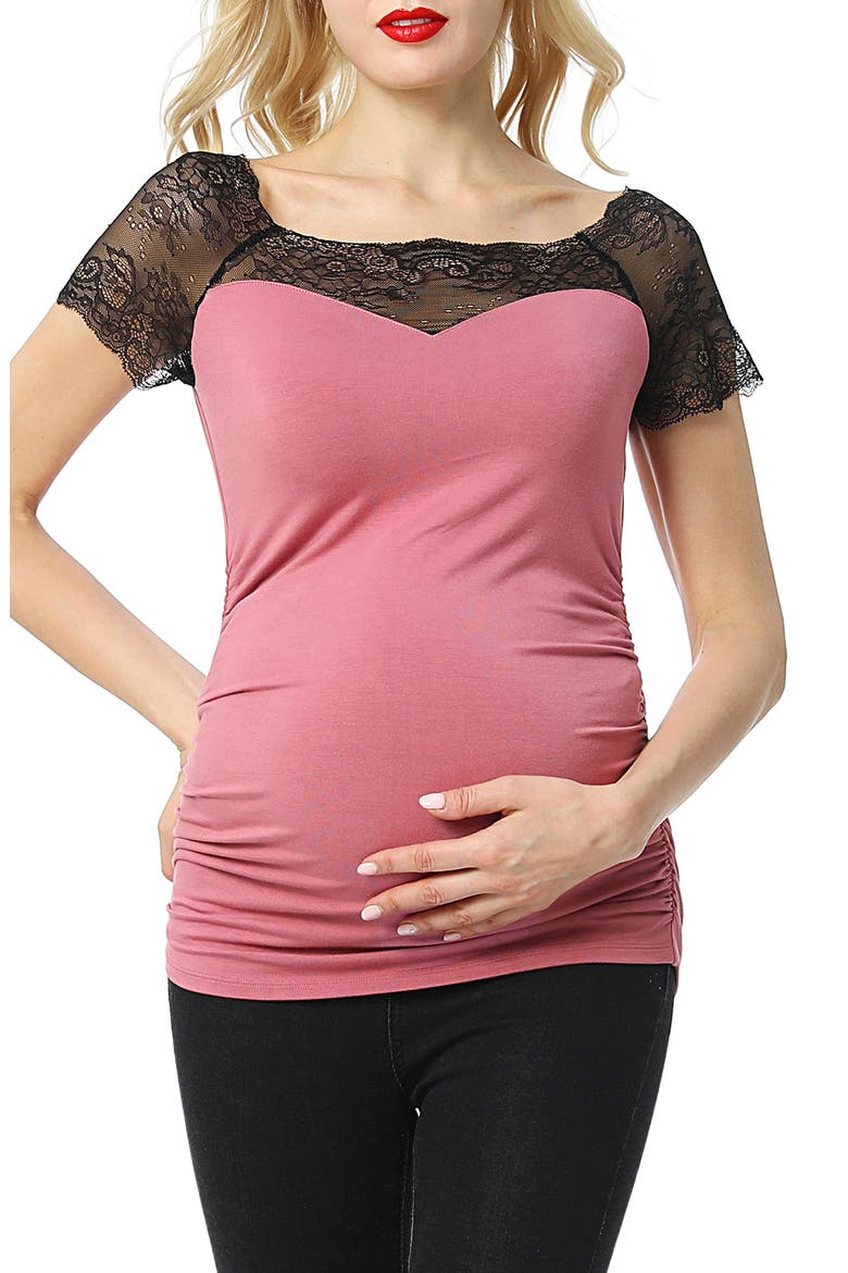 Valerie Lace Maternity Top, Main, color, ROSE